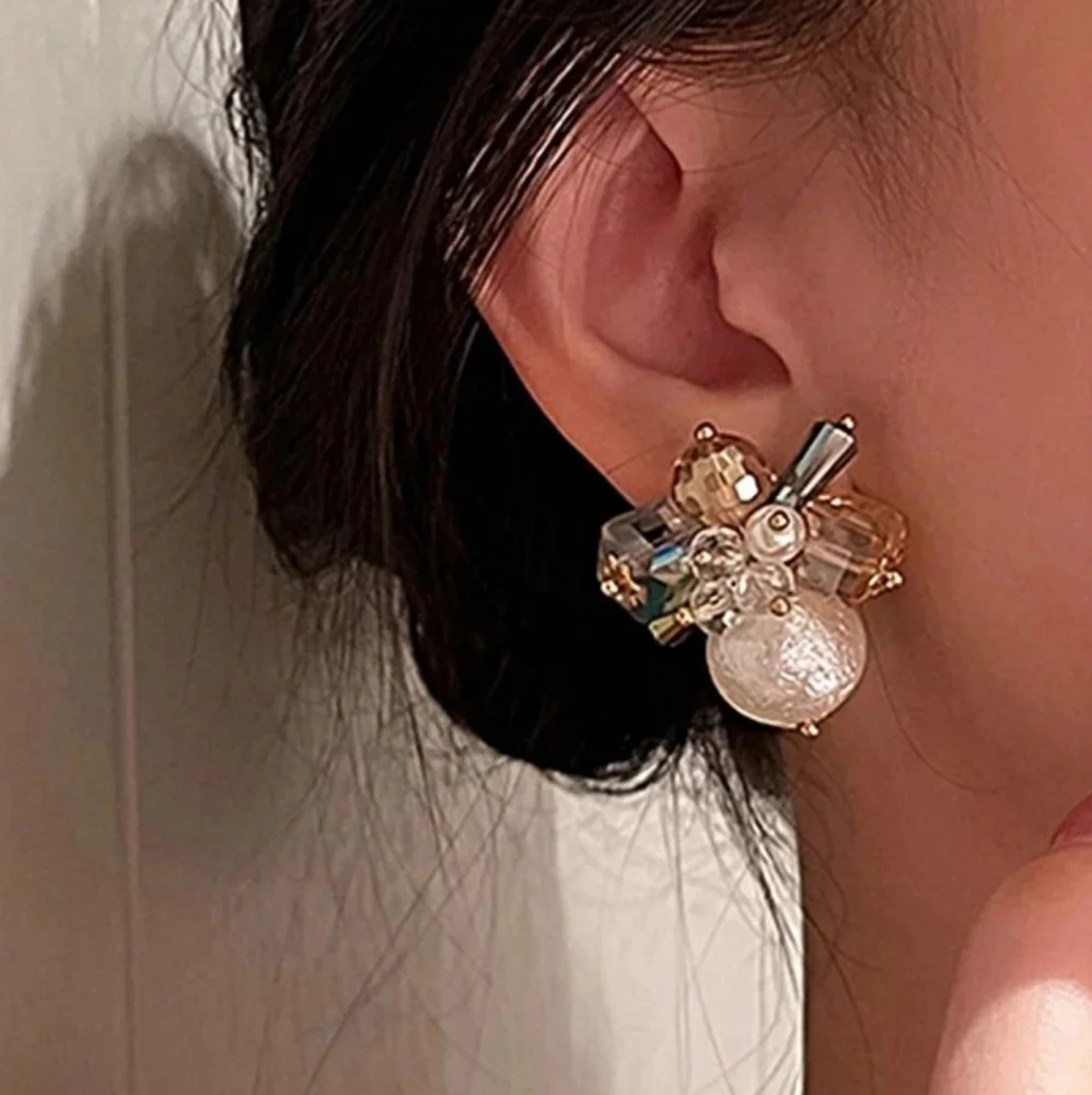 2/$28 "Nora" Faux Pearl & Crystal Earrings - Picture 1 of 5